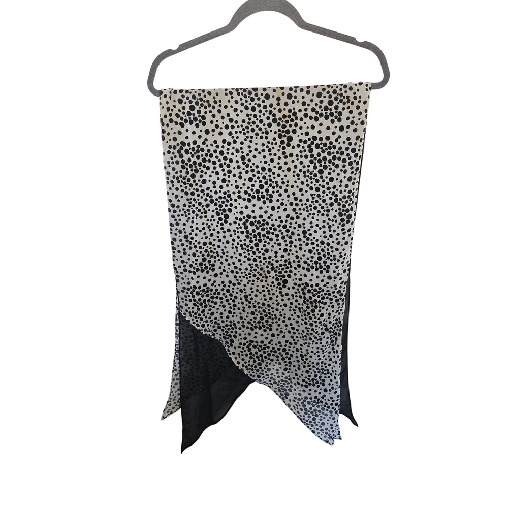 White house Black Market black & white‎ scarf Sheer black dot 2 layer polyester